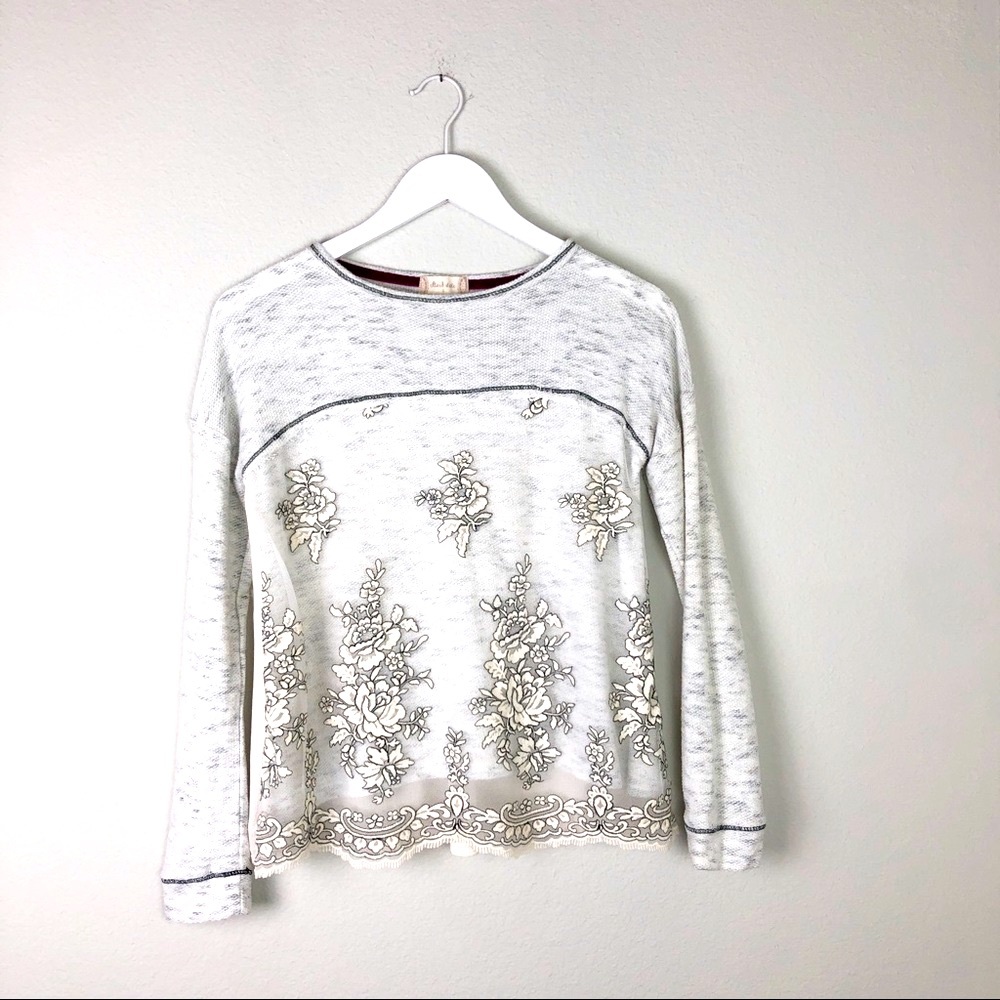 Altar’d State White Boho Floral Lace Top Size Smal
